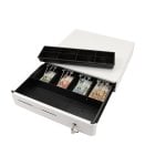 Caisse Olympia M405 Métallique Blanc 4 Compartiments Billets 8 Monnaies Électronique