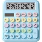 Calculatrice Avizar TX-03704 12 chiffres Bleu Macaron Solaire et Piles