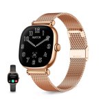 Ksix Iria Go Bluetooth 43mm AMOLED Caixa Dourada Correa Metálica e Silicone Preta SpO2