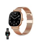 Ksix Iria Go Bluetooth 43mm AMOLED Caixa Dourada Correa Metálica e Silicone Preta SpO2