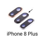 Vitre de caméra complète avec cadre pour iPhone 8 Plus, remplacement noir
