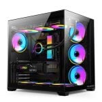 Caja ProGaming Elite Negro, Cube Tower ATX, 7x Ventiladores ARGB, Controlador ARGB
