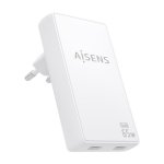 Caricatore Aisens ASCH-65W2P077-W GaN Ultra Sottile 65W 2xUSB-C Bianco