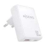 Wandladegerät Aisens ASCH-30W2P074-W GaN 30W USB-C USB-A ultradünn Weiß