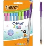 Stylo Bic Cristal Fun Pointe Large 1,6 mm Couleurs Assorties Pack 10