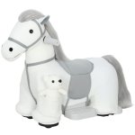 Cavalo de baloiço elétrico Aiyaplay com música, bateria de 6V, rodas silenciosas, branco