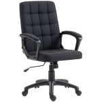 Vinsetto Silla De Oficina Giratoria De Lino Sintético Altura Ajustable Negro