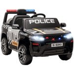 Aiyaplay Coche Eléctrico Para Niños De Policía Con Motor Doble Y Sirena Negro