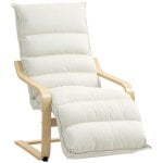 Poltrona Homcom com apoio para os pés ajustável, 67x93x105 cm, cor creme.
