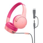 Casque Belkin SoundForm Mini filaire USB-C et jack 3,5 mm pour appels et musique, rose