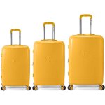 Benzi Bz5827am Juego De Maletas, 3 Piezas Rígidas Extensibles Abs, Cabina 50 Cm Mediana 60 Cm Grande 70 Cm, 4 Ruedas Dobles, Cerradura De Combinación, Amarillo