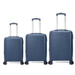 Benzi Bz5845a Juego De Maletas 3 Piezas Rígidas Extensibles Abs, Cabina 50 Cm Mediana 60 Cm Grande 70 Cm, 4 Ruedas Dobles, Cerradura De Combinación, Azul