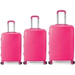 Conjunto de malas Benzi BZ5827RS, 3 peças, estrutura rígida expansível em ABS, tamanhos de cabine 50cm (médio), 60cm (grande) e 70cm, 4 rodas duplas, fechadura de combinação, rosa.