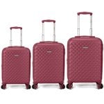 Conjunto de 3 malas rígidas expansíveis Benzi BZ5823GT: cabine 50cm, média 60cm, grande 70cm, com 4 rodas duplas, fechadura de combinação, cor bordeaux.
