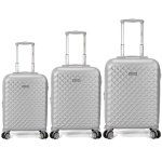 Conjunto de 3 malas rígidas expansíveis Benzi Bz5823lg, cabine 50cm, média 60cm, grande 70cm, 4 rodas duplas, fechadura de combinação, prata