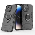 Funda para móvil Max Power Digital Magnética Anillo Giratorio Silicona TPU Negra para iPhone 15 Pro Max