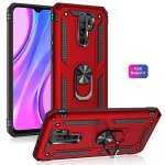 Funda para móvil Max Power Digital Anillo Giratorio Silicona y Policarbonato Roja Antideslizante para Xiaomi Redmi 9