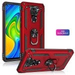 Funda para móvil Max Power Digital Anillo Giratorio Silicona Policarbonato Roja Antideslizante para Xiaomi Redmi Note 9