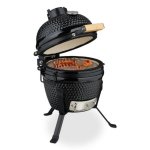 Barbacoa Kamado Relaxdays 4052025866976 cerámica 26 cm termómetro negra