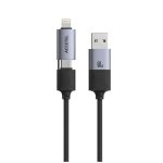 Cable multiconector Accetel Cu2920 4 en 1 USB-C Lightning 1,2 m 60W nailon