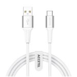 Cable USB-A a USB-C Accetel Cu2807 1m Nailon Blanco 3.0A 480Mbps