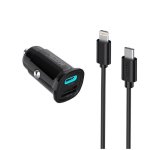 Cargador de coche Accetel Cc632 carga rápida 33W USB-C PD USB-A QC cable Lightning
