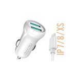 Cargador de coche Accetel Cc263 Dual USB 2.4A Lightning 100 cm Blanco
