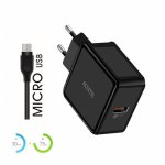 Cargador de pared Accetel Ac154 carga rápida QC 18W Micro USB negro