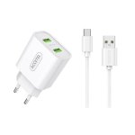 Cargador de pared Accetel Ac327 Dual USB 2.4A con cable USB-C 1 m