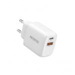 Cargador de pared Accetel AC550W carga rápida 25W QC 3.0 PD USB-C USB-A