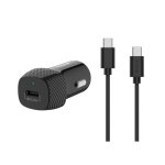 Cargador coche Accetel CC336B carga rápida USB-C PD 30W cable 1 m