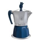 Cafetera Italiana Caffè Borbone MokaCiao 3 Tazas Aluminio Azul Gris Apta Inducción