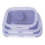 Fiambrera Muitomas LUNCHBOXSETVL silicone viola pieghevole set 3 pezzi