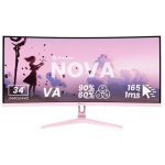 Monitor PC Arozzi Nova 34" UltraWide QHD 165Hz VA Curvo 1ms Altoparlanti Rosa