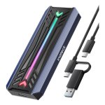 Caja externa SSD Inateck FE2024 M.2 Aluminio Negro Gris RGB USB-C NVMe SATA