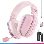 Auriculares Oniverse Polaris sem fios e com fio Bluetooth USB-C Gaming Surround 7.1 Rosa