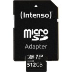 Cartão Intenso 3433493 microSDXC 512GB UHS-I U3 V30 com adaptador SD