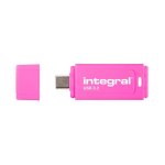 Clé USB Integral Neon-C 64GB USB-C 150MB/s Rose avec capuchon