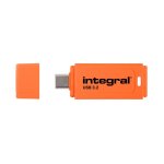 Clé USB Integral Neon-C 128GB USB-C 150MB/s Noir Orange