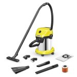 Aspiradora Industrial Karcher WD 3 S V-17/6/20 Car 1000W Sólidos y Líquidos 17L Acero Inoxidable Amarillo