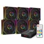 Progaming LJ8 Reverse Blade Kit 6 Ventiladores 120mm ARGB PWM Para Caja PC, Iluminación ARGB, Alto Airflow, Hydraulic Bearing