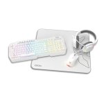 Teclado Krom Kenta de membrana RGB pack gaming 4 en 1 blanco