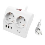 Energie-Station Ewent EW3871 2 Schuko-Steckdosen 2 USB-A 1 USB-C 1,5m Weiss Schalter