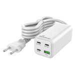 Cargador MediaRange MRMA124 100W GaN 3x USB-C 1x USB-A carga rápida blanco