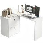 Homcom Escritorio Reversible En Forma De L Con 2 Cajones Blanco