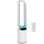 Homcom Ventilador De Torre Silencioso Con Luces Led De 4 Colores Blanco