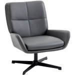 Homcom Sillón Giratorio Tapizado En Pu Con Asiento Acolchado Gris