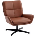 Homcom Sillón Giratorio Tapizado En Pu Con Asiento Acolchado Marrón