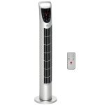 Homcom Ventilador De Torre Oscilante 40w Con Mando A Distancia Ø18x78,5cm Plata