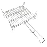 Parrilla Helios Home Doble Cara Acero Carbono Zincado 30x35 cm Mango Largo